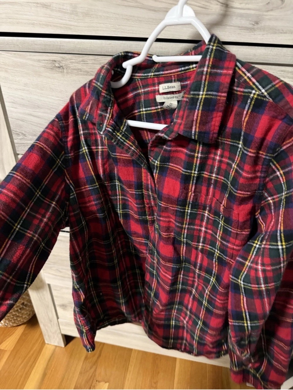 L.L. Bean Red, Navy & Green Plaid Button-Down Shirt